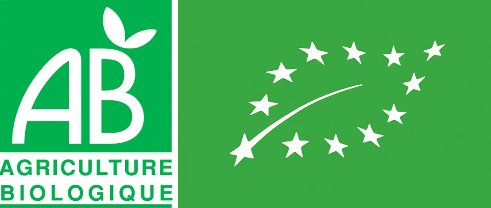 Logotipo AB y Euroleaf, viñedo orgánico certificado en Saint-Jeannet
